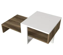 Tavolino da salotto Dfrancescomarianav, 40x44 h33 cm, Bianco e Noce<Dmora Fashion