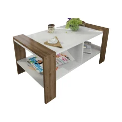 Tavolino da salotto Dkamensek-Pahi, 90x60 h42 cm, Bianco e Noce<Dmora Fashion