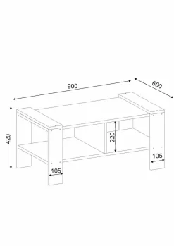 Tavolino da salotto Dkamensek-Pahi, 90x60 h42 cm, Bianco e Noce<Dmora Fashion