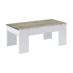 Tavolino da salotto Dleal, 100x50h45/56 cm, Bianco e Rovere Nodi<Dmora Discount