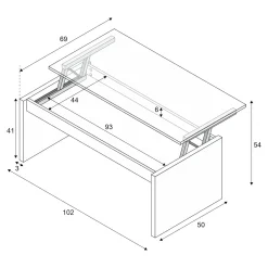 Tavolino da salotto Dlenzin, 102x50h43/54 cm,<Dmora Sale