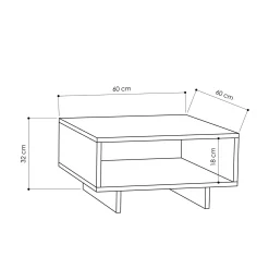 Tavolino da salotto Dlucchett, 60x60 h32 cm, Bianco e Antracite<Dmora Sale