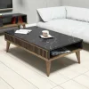 Tavolino da salotto Dmaie, 105x60 h35 cm, Noce e Nero<Dmora Discount