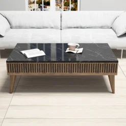Tavolino da salotto Dmaie, 105x60 h35 cm, Noce e Nero<Dmora Discount