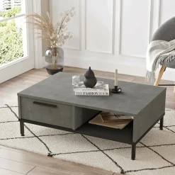 Tavolino da salotto Dmakoumbo, 90x60 h32 cm, Argento e Nero<Dmora Clearance