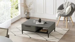 Tavolino da salotto Dmakoumbo, 90x60 h32 cm, Argento e Nero<Dmora Clearance