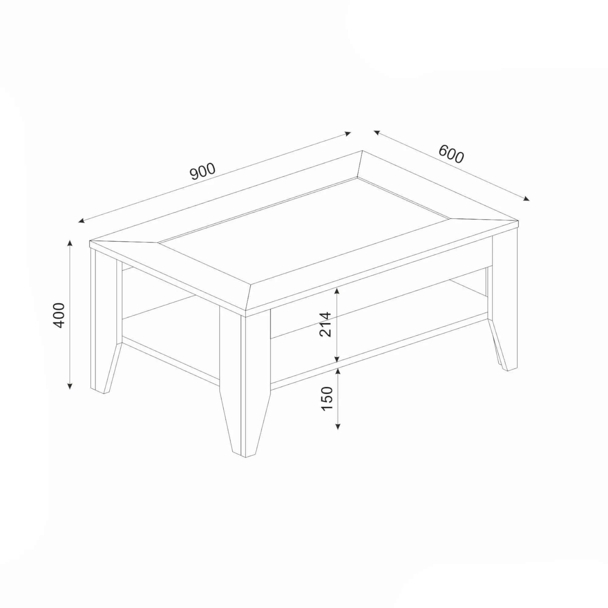 Tavolino da salotto Dmarchitell, 90x60 h40 cm,<Dmora Shop