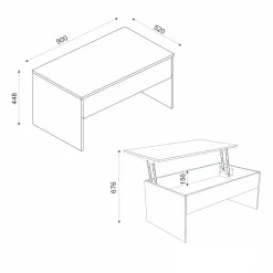 Tavolino da salotto Dmertceti, 90x45 h52 cm,<Dmora Shop