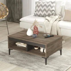 Tavolino da salotto Dmkhitarya, 90x60 h41 cm, Marrone e Antracite<Dmora Fashion