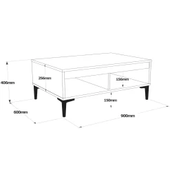 Tavolino da salotto Dmkhitarya, 90x60 h41 cm, Marrone e Antracite<Dmora Fashion
