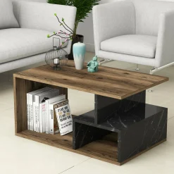 Tavolino da salotto Dmontefusc, 90x42 h54 cm, Marrone e Grigio<Dmora Fashion