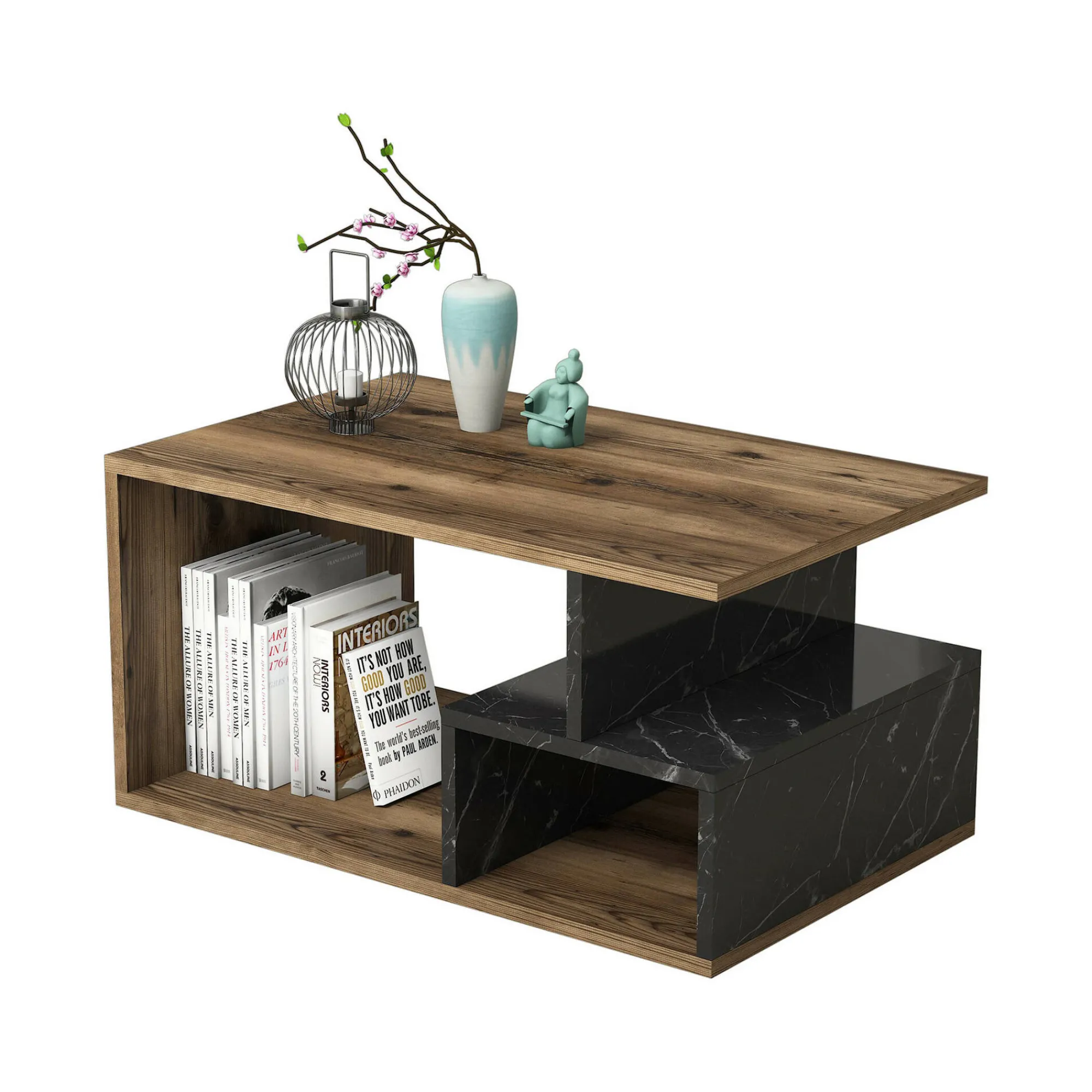 Tavolino da salotto Dmontefusc, 90x42 h54 cm, Marrone e Grigio<Dmora Fashion