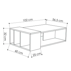 Tavolino da salotto Dmonteris, 102x60 h32 cm, Quercia e Antracite<Dmora Best Sale