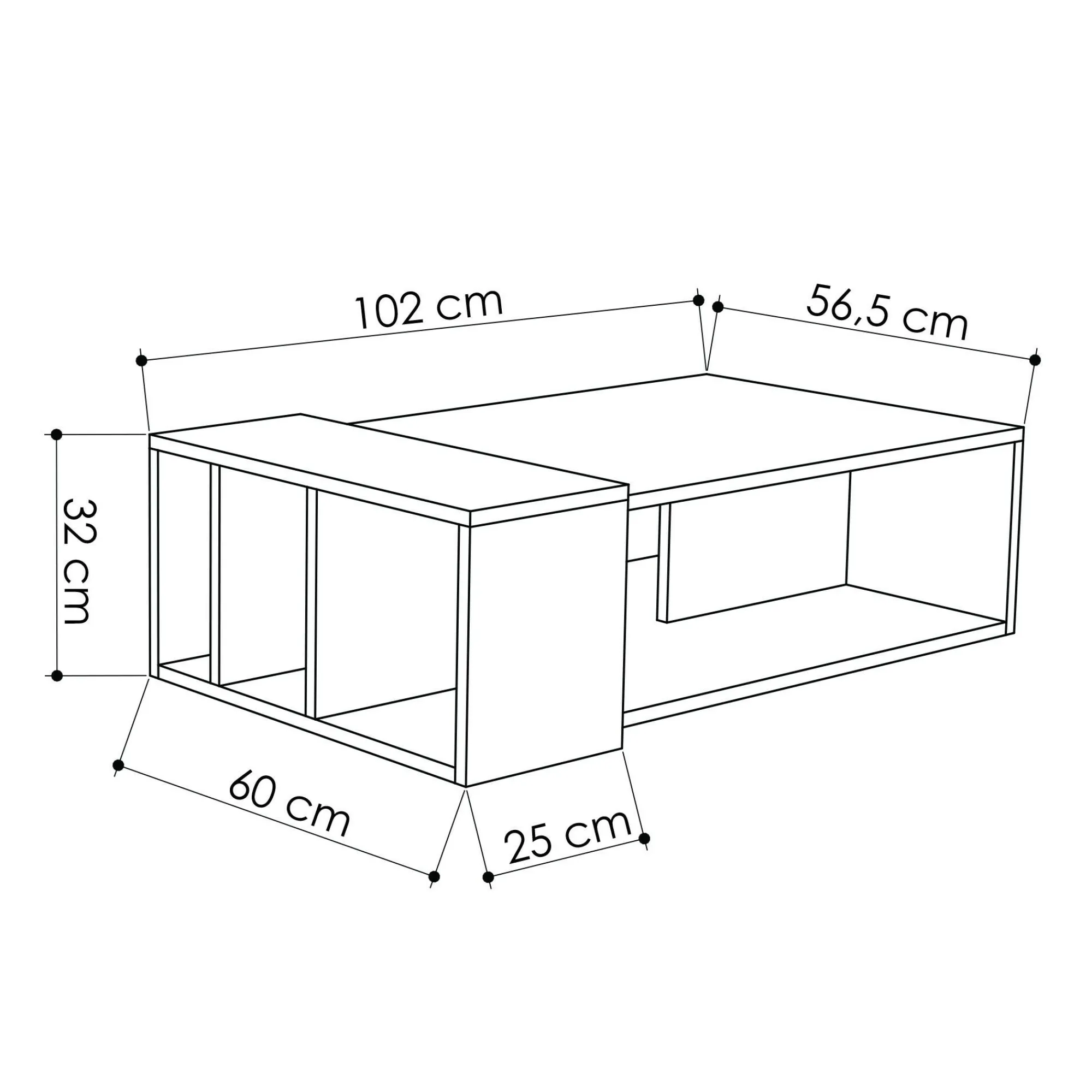 Tavolino da salotto Dmonteris, 102x60 h32 cm, Quercia e Antracite<Dmora Best Sale