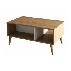 Tavolino da salotto Dnapolitan, 90x42 h54 cm, Quercia e Bianco<Dmora Discount