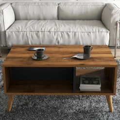 Tavolino da salotto Dnapolitan, 90x42 h54 cm, Noce e Antracite<Dmora Best Sale