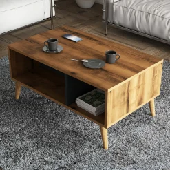 Tavolino da salotto Dnapolitan, 90x42 h54 cm, Noce e Antracite<Dmora Best Sale