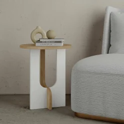 Tavolino da salotto Dpa, 40x40h47 cm, Rovere e Bianco<Dmora Best