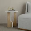 Tavolino da salotto Dpa, 40x40h47 cm, Bianco e Rovere<Dmora Fashion