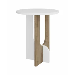 Tavolino da salotto Dpa, 40x40h47 cm, Bianco e Rovere<Dmora Fashion