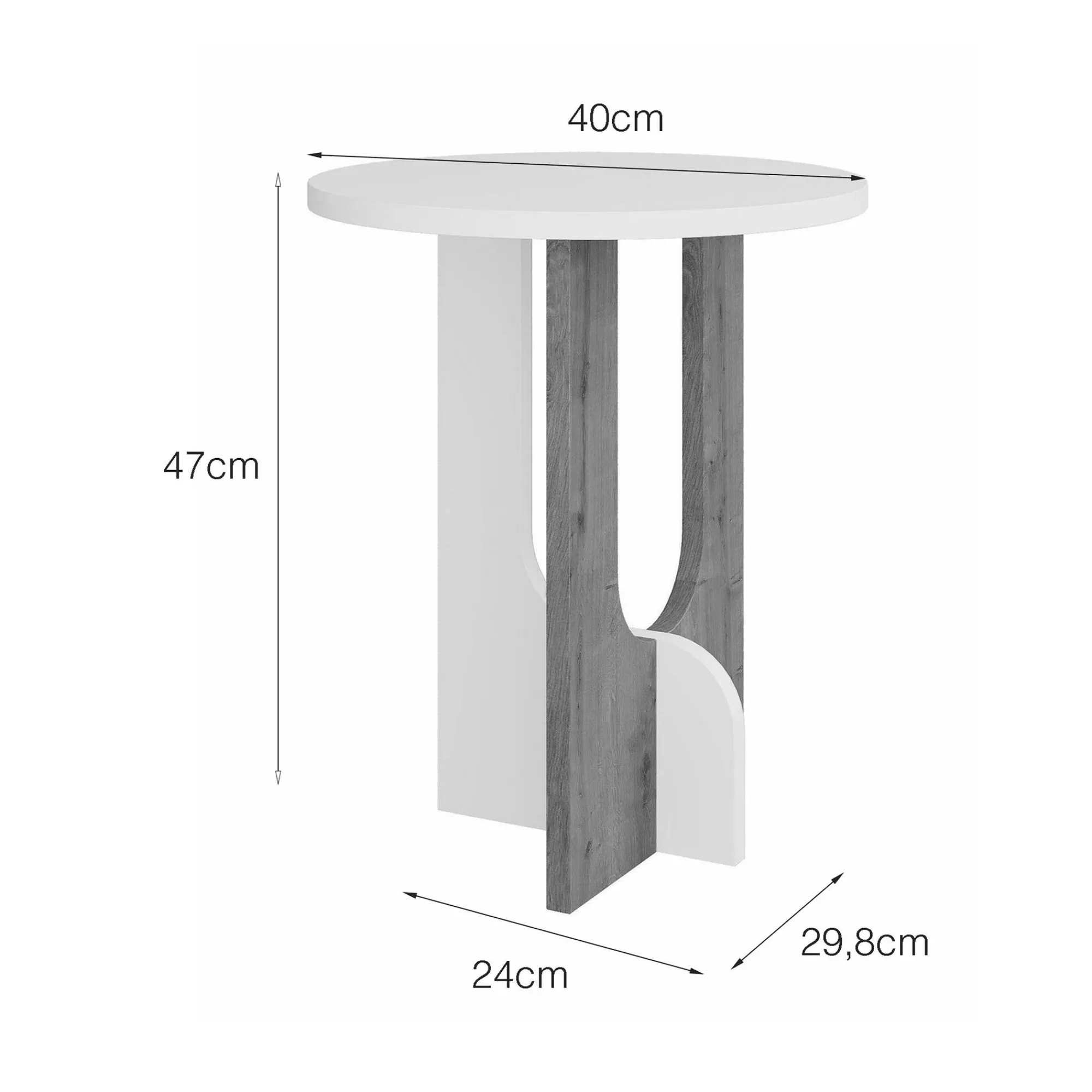 Tavolino da salotto Dpa, 40x40h47 cm, Rovere e Bianco<Dmora Best