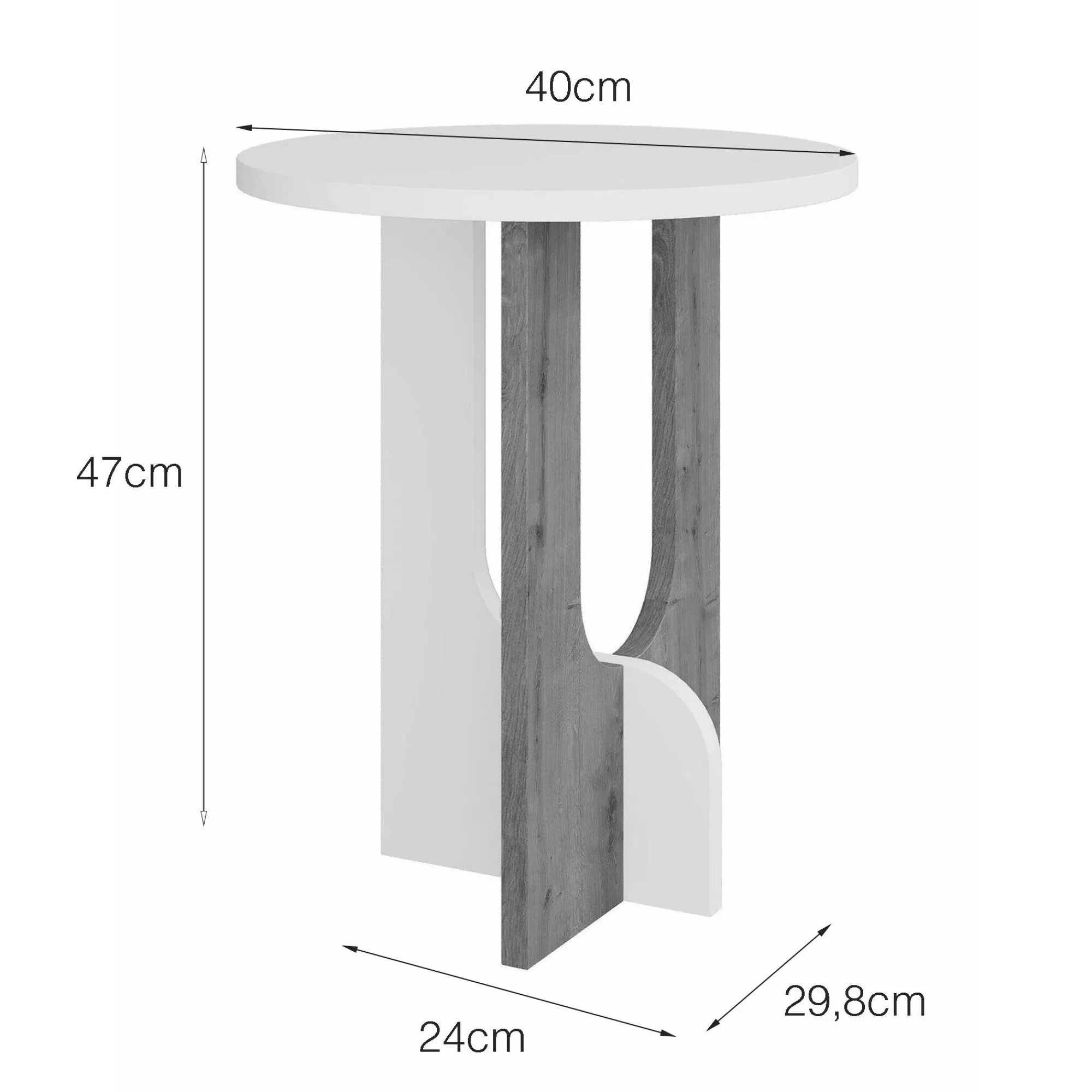 Tavolino da salotto Dpa, 40x40h47 cm, Bianco e Rovere<Dmora Fashion