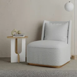 Tavolino da salotto Dpa, 40x40h47 cm, Rovere e Bianco<Dmora Best