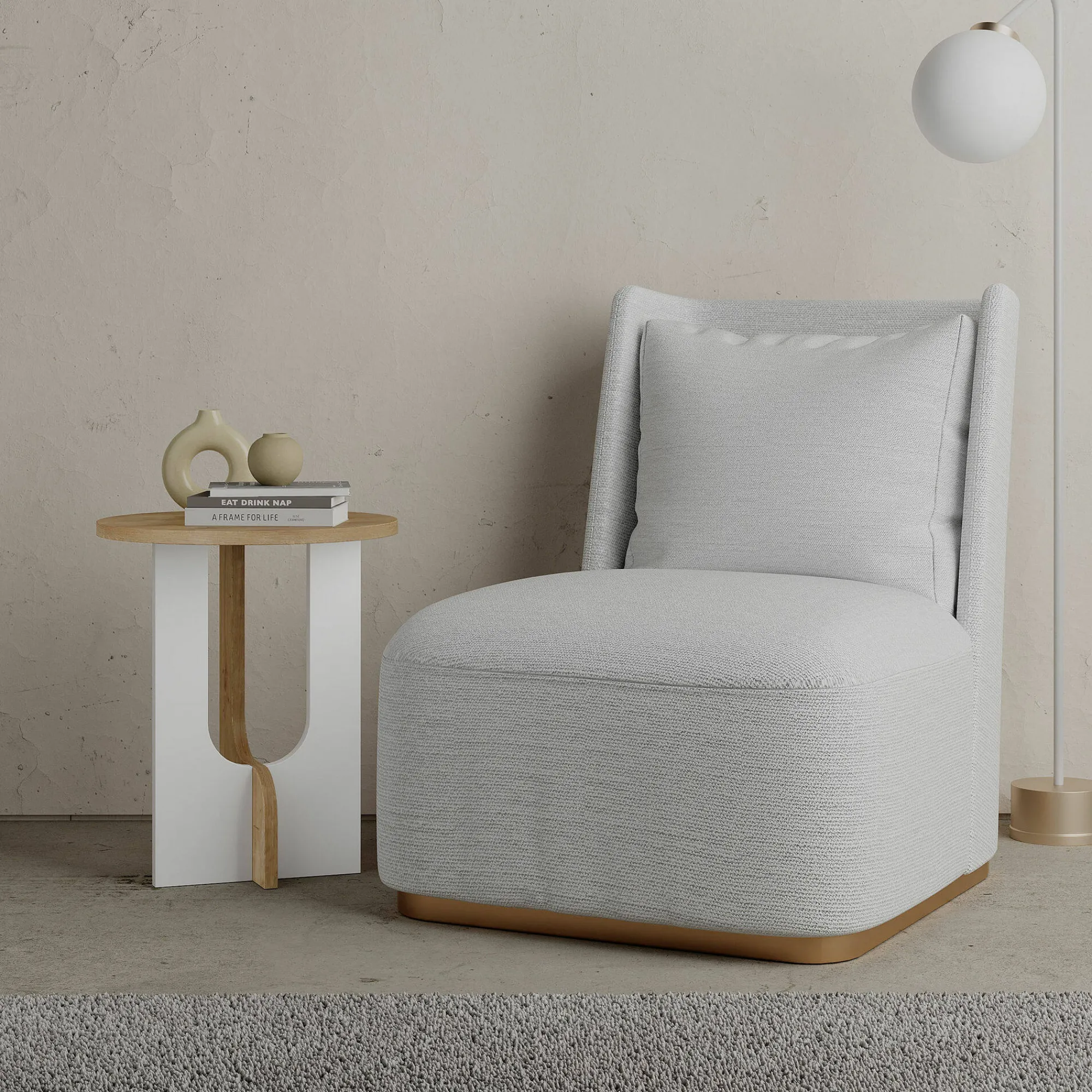 Tavolino da salotto Dpa, 40x40h47 cm, Rovere e Bianco<Dmora Best