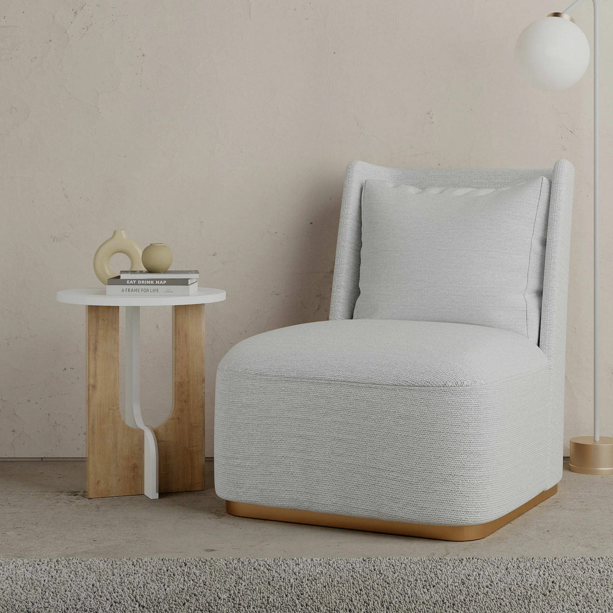 Tavolino da salotto Dpa, 40x40h47 cm, Bianco e Rovere<Dmora Fashion