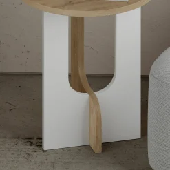 Tavolino da salotto Dpa, 40x40h47 cm, Rovere e Bianco<Dmora Best