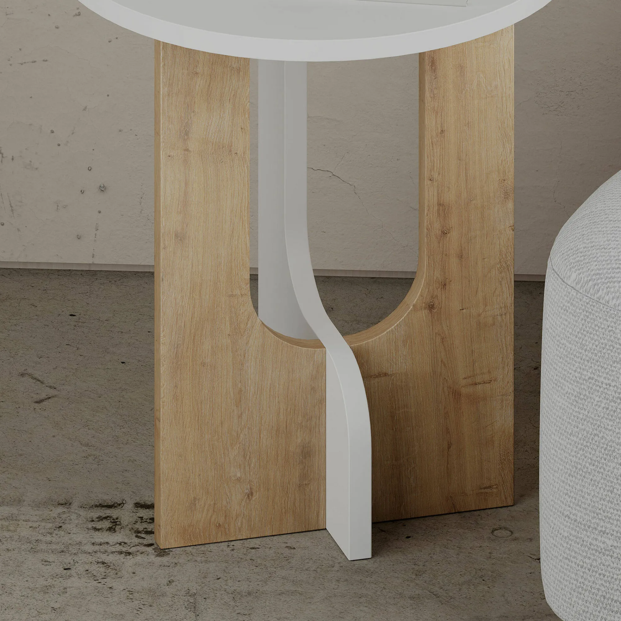 Tavolino da salotto Dpa, 40x40h47 cm, Bianco e Rovere<Dmora Fashion