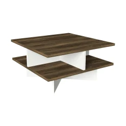 Tavolino da salotto Dpalmier, 60x60h31 cm, Noce e Bianco<Dmora Clearance