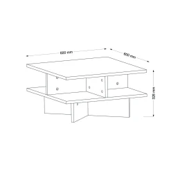 Tavolino da salotto Dpalmier, 60x60h31 cm, Noce e Bianco<Dmora Clearance