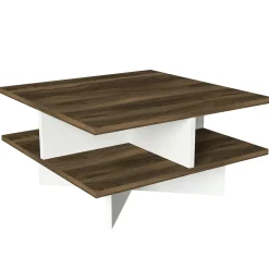 Tavolino da salotto Dpalmier, 60x60h31 cm, Noce e Bianco<Dmora Clearance