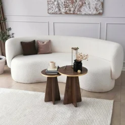 Tavolino da salotto Dpergolizz, 40x40 h50 cm, Oro e Noce<Dmora New