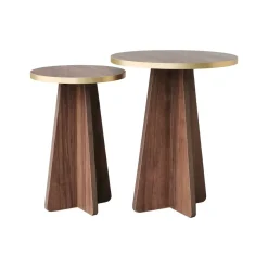 Tavolino da salotto Dpergolizz, 40x40 h50 cm, Oro e Noce<Dmora New