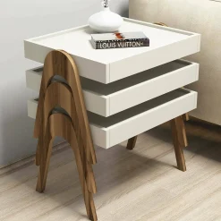 Tavolino da salotto Dpisciott, 54x40 h64 cm, Noce e Crema<Dmora Best Sale