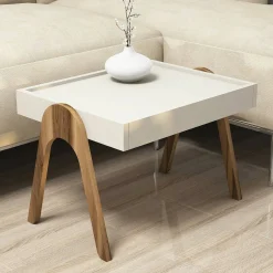 Tavolino da salotto Dpisciott, 54x40 h64 cm, Noce e Crema<Dmora Best Sale