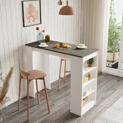 Tavolino da salotto Dportanov, 120x52 h102 cm, Bianco e Grigio<Dmora Hot