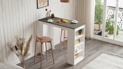 Tavolino da salotto Dportanov, 120x52 h102 cm, Bianco e Grigio<Dmora Hot