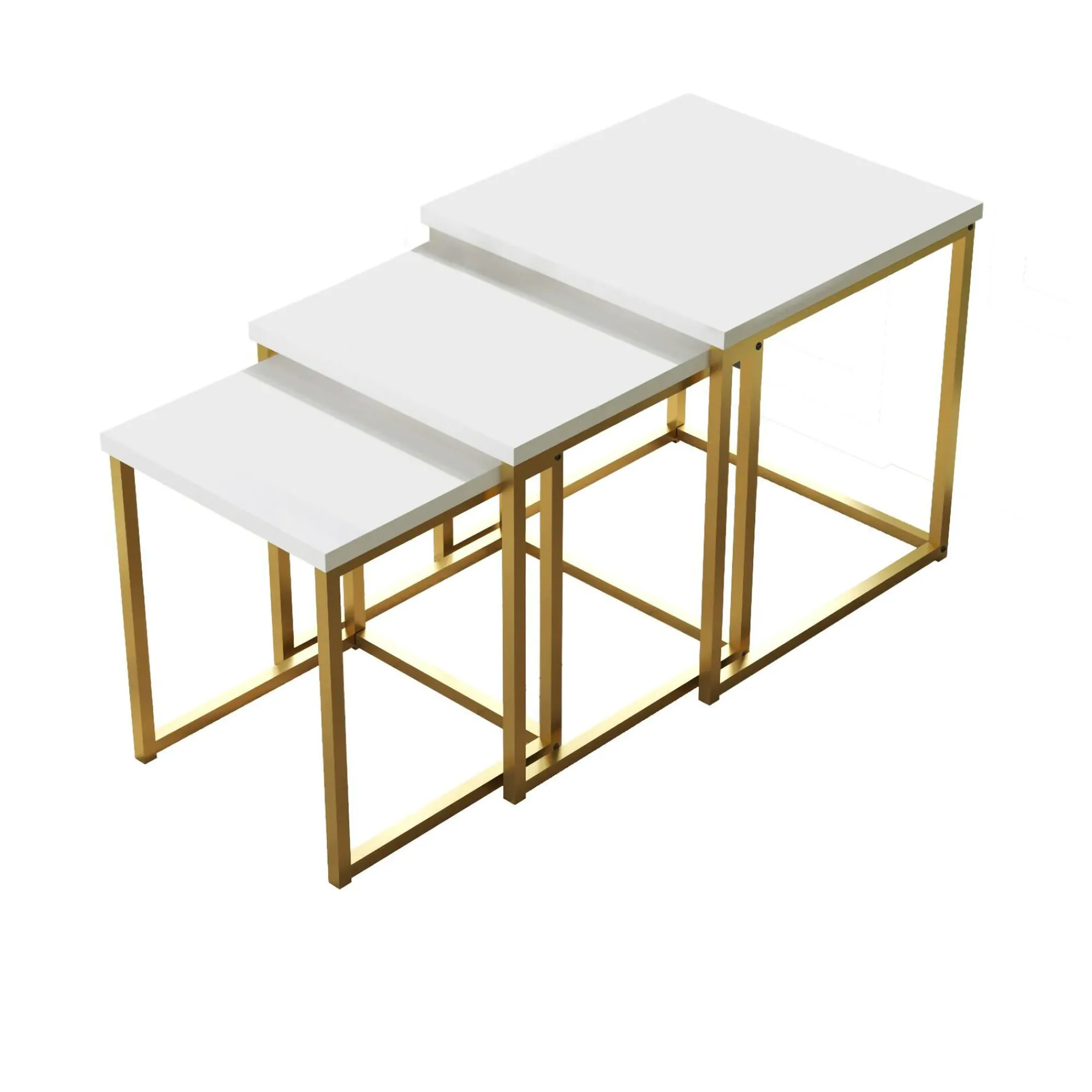 Tavolino da salotto Dprevital, 40x40 h42 cm, Bianco e Oro<Dmora Outlet