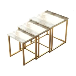 Tavolino da salotto Dprevital, 40x40 h42 cm, Grigio e Oro<Dmora Discount