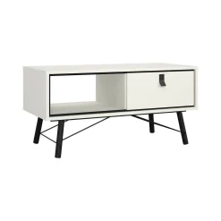 Tavolino da salotto Dvalot, 48x102 h50 cm, Bianco e Nero<Dmora Shop