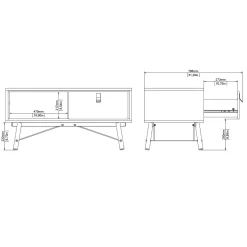 Tavolino da salotto Dvalot, 48x102 h50 cm, Bianco e Nero<Dmora Shop
