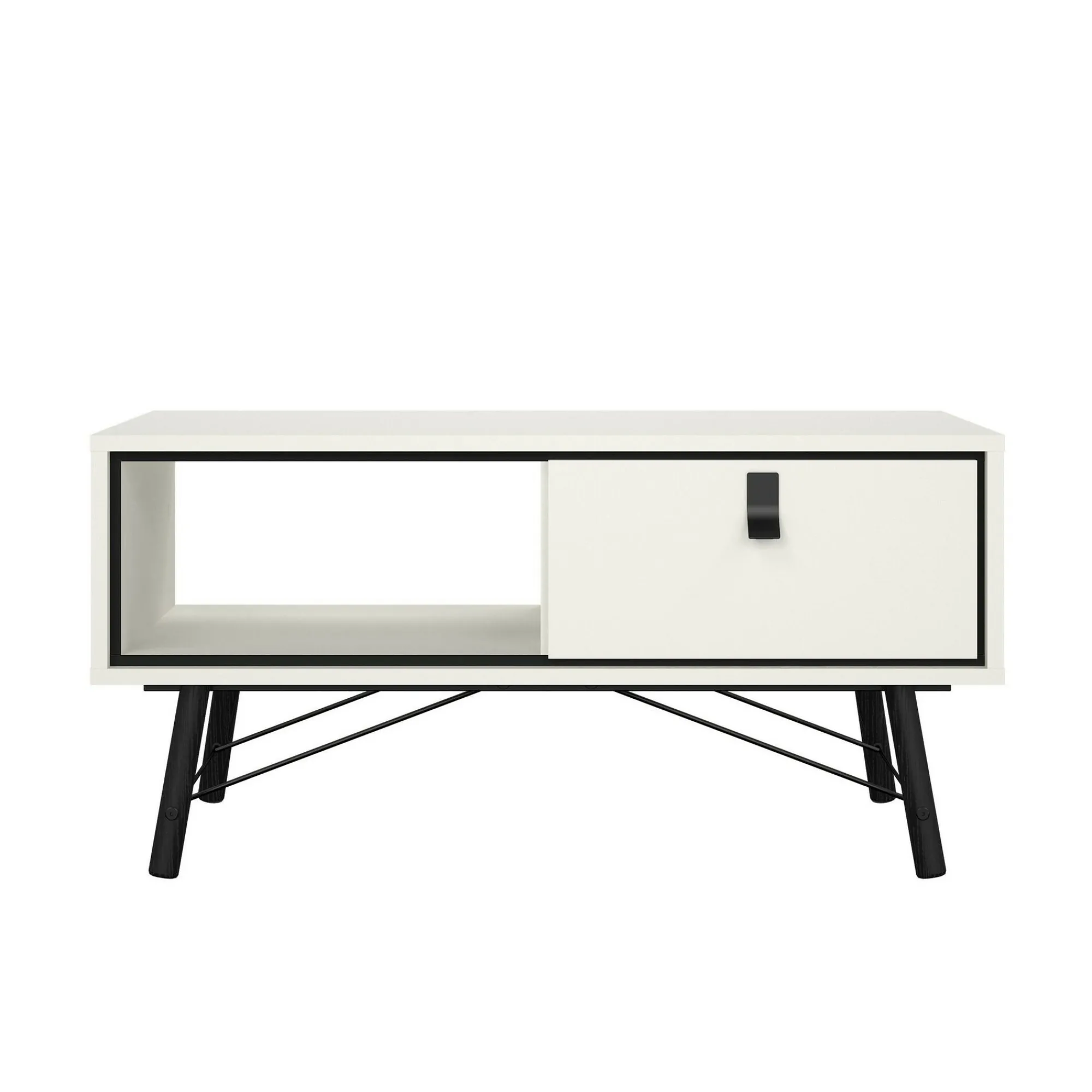 Tavolino da salotto Dvalot, 48x102 h50 cm, Bianco e Nero<Dmora Shop
