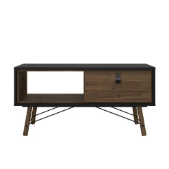Tavolino da salotto Dvalot, 48x102 h50 cm, Nero e Noce<Dmora Online