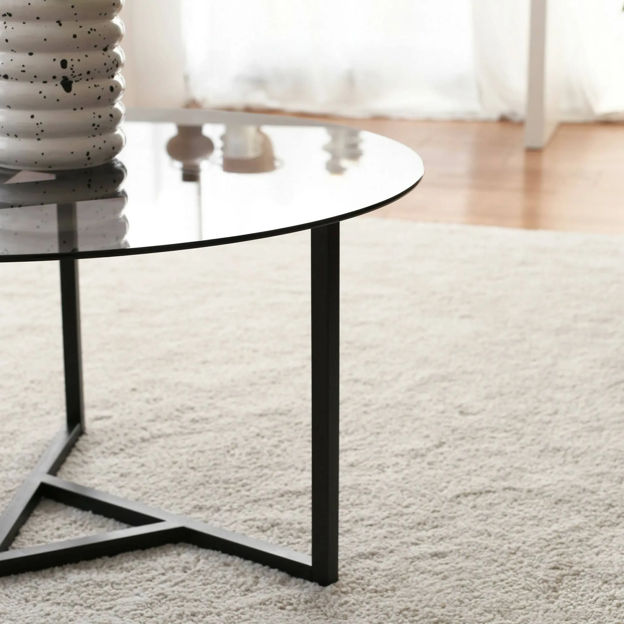Tavolino da salotto Esperia, 75x75h42 cm, Tortora e Nero<Dmora Store