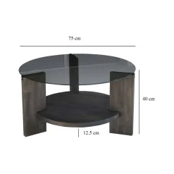 Tavolino da salotto Felino, 75x75h40 cm, Antracite e Marrone<Dmora Shop