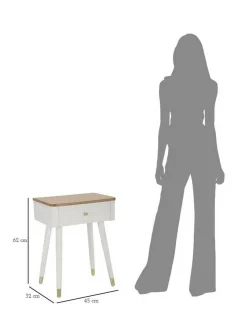 Tavolino da salotto Fridal, 45x32 h62 cm, Bianco e Marrone<Dmora Cheap
