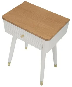 Tavolino da salotto Fridal, 45x32 h62 cm, Bianco e Marrone<Dmora Cheap